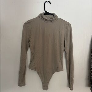 Lululemon High Neck Tan Long Sleeve Bodysuit